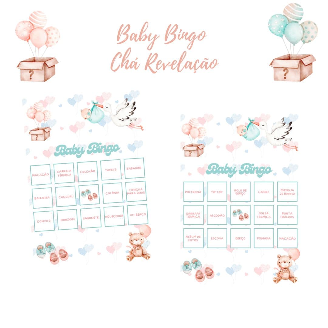 Baby Bingo Chá Revelação - 60 cartelas PDF