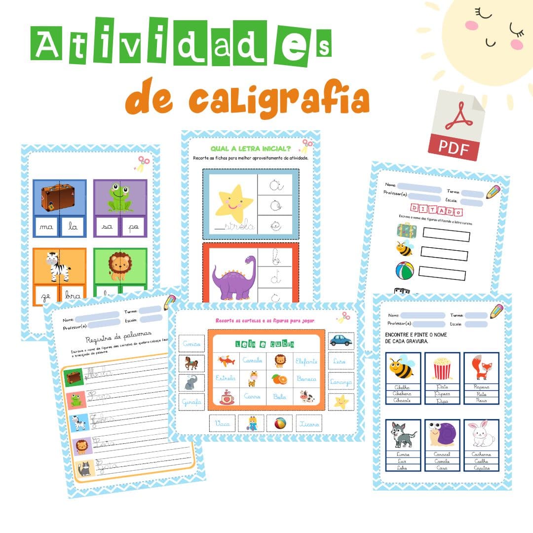 Caderno de atividades de caligrafia (letra cursiva) - PDF