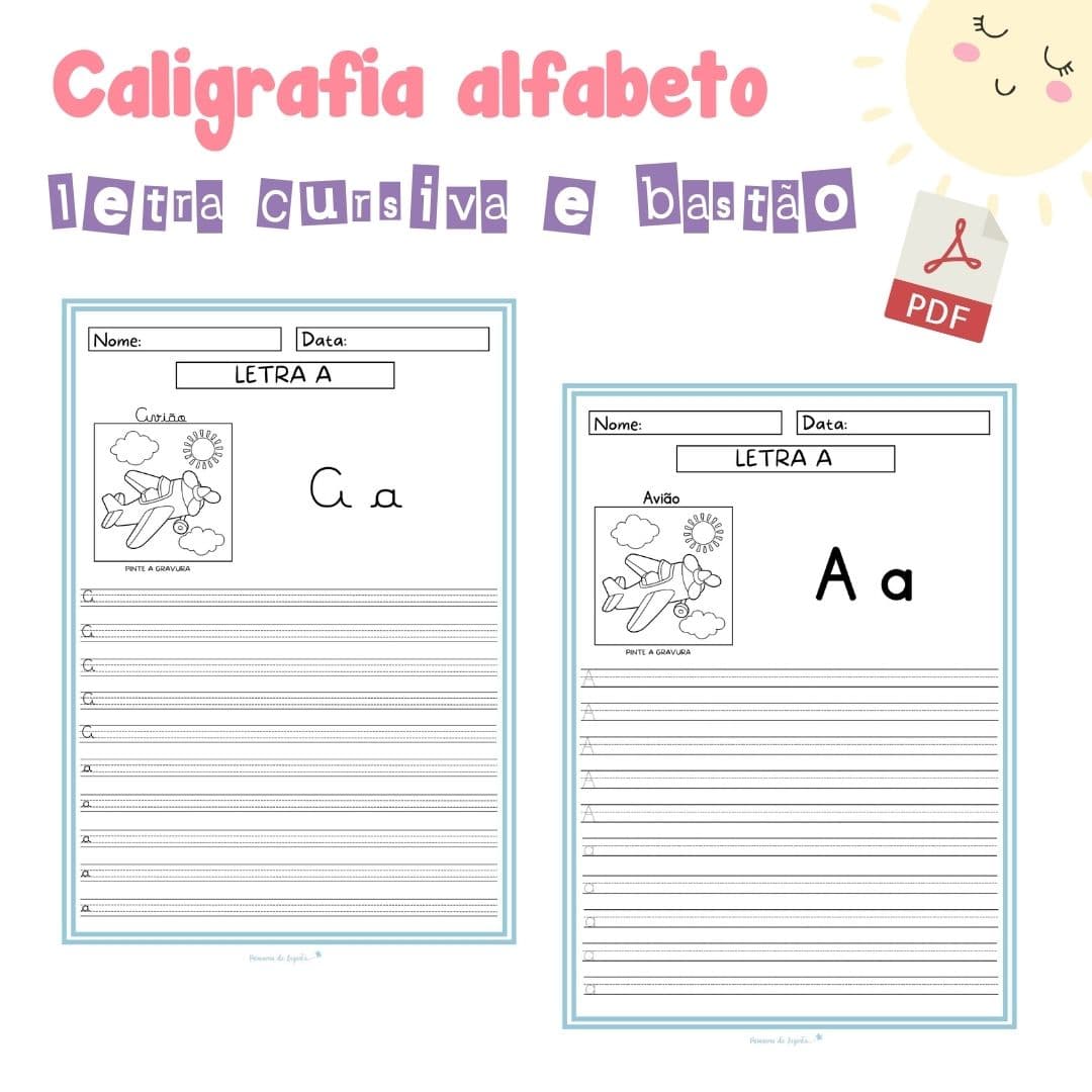 Caligrafia Alfabeto letra cursiva e bastão (PDF)
