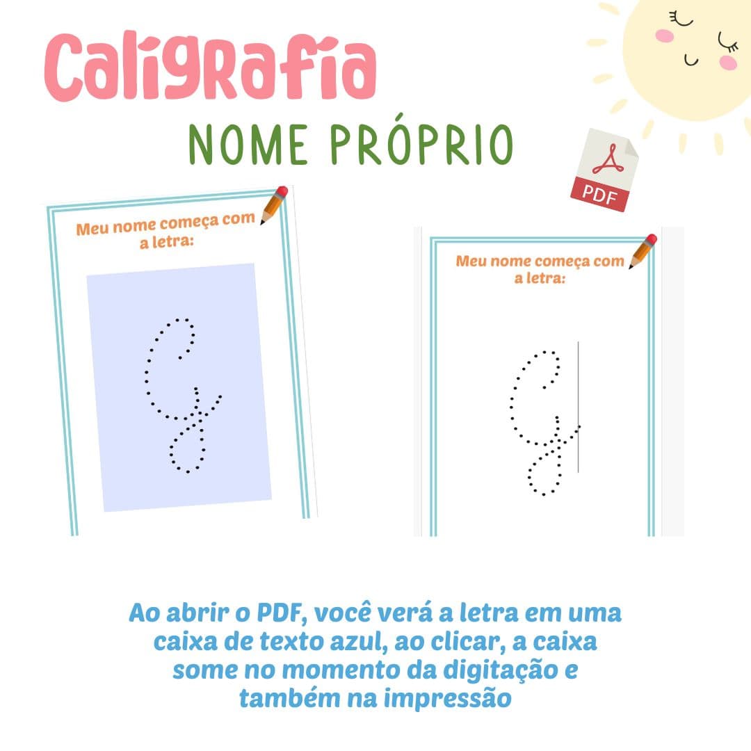 Caligrafia Nome Próprio (pdf editável escrita do nome)