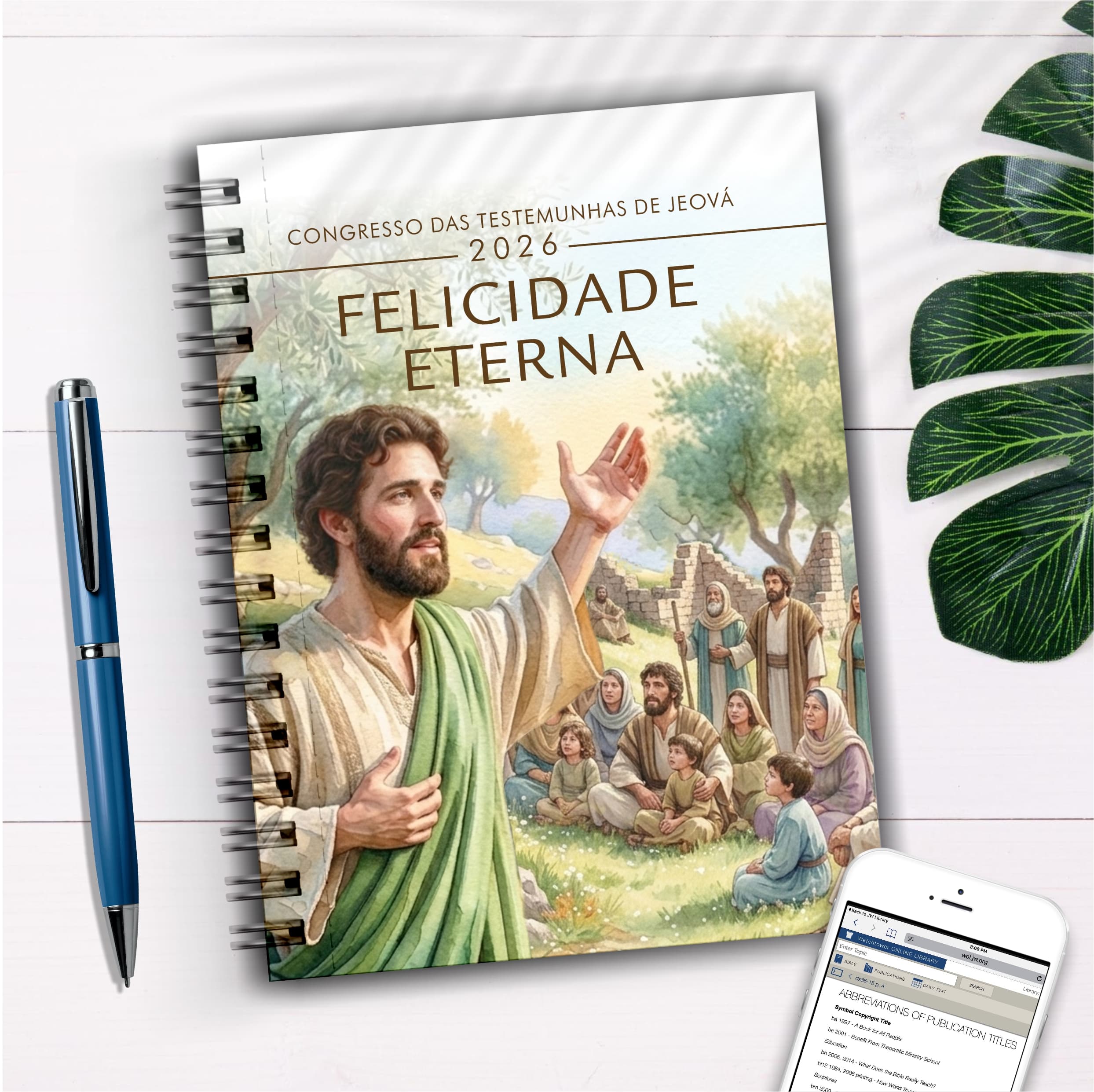 Caderno para anotar Congresso 2026 Felicidade Eterna Caderno Agenda Congresso JW 206 Personalizado com nome